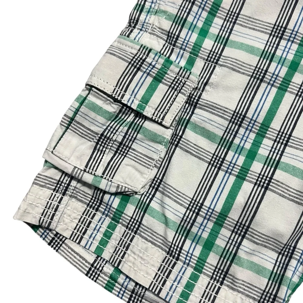 Hanna Andersson Sz 100 (4) Green Plaid Cargo Shorts